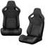 Ensemble de 2 nouveaux sièges baquets de course Universal Stitch Black Stitch Leather