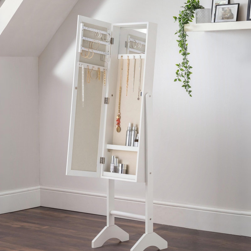 Ghayth Wood Flat Floor Mirror with Shelves