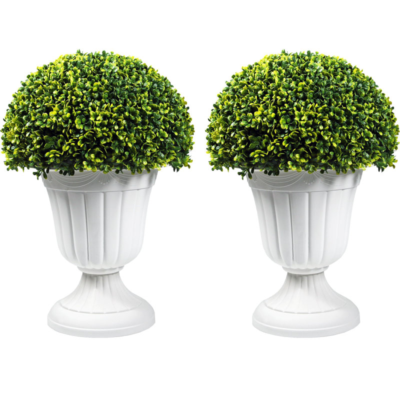 2 Pcs 23”artificial Plastic Boxwood Ball Tree