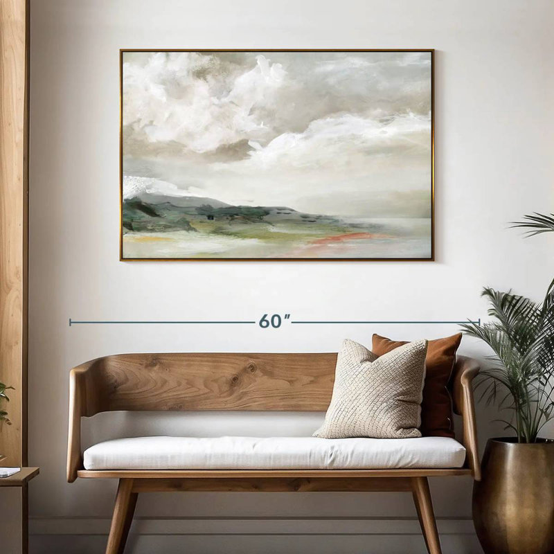 Chianna terre et nuages, 46 po x 31 po, Cadre flottant doré