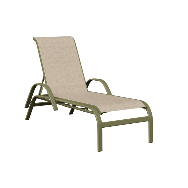 Murphy Outdoor Chaise Lounge, Yellowish Beige, Green Sage