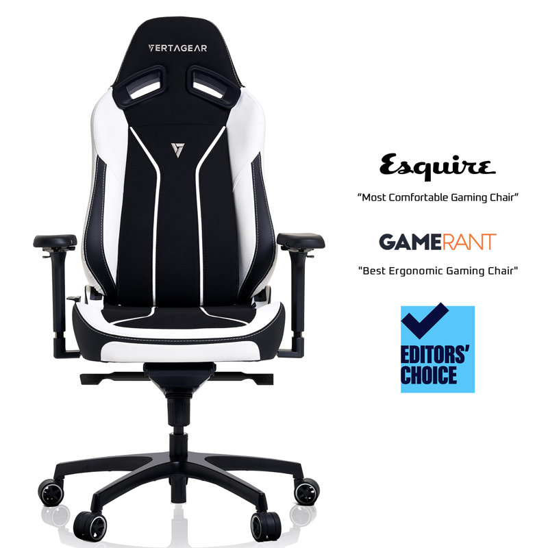 Vertagear Adjustable Armrest and Adjustable Headrest PC & Racing Game Chair, Black/White