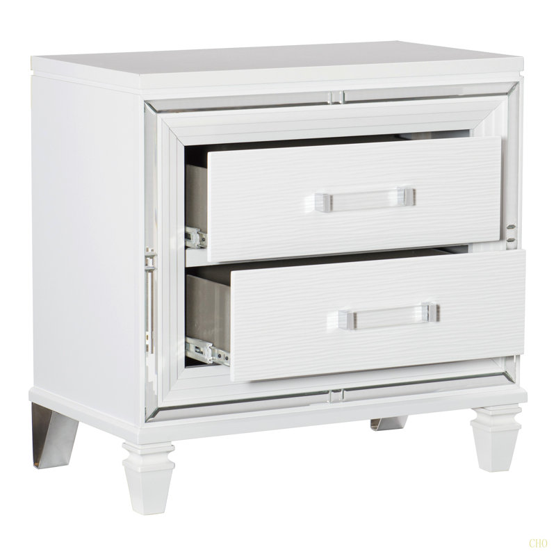 Glamour 1Pc Table de chevet de 2X tiroirs Barre en acrylique Mobilier de chambre à coucher élégant
