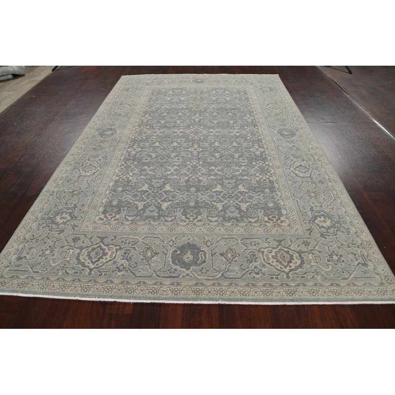 Tapis bleu clair / ivoire en laine Ziegler