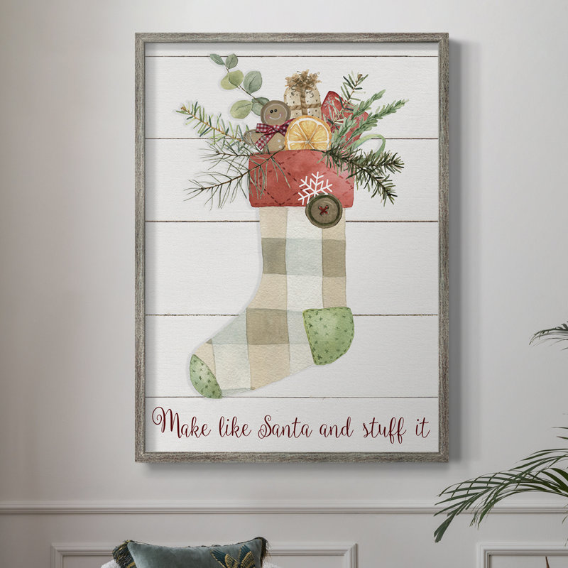 Comfy Cozy Stocking IV, reproduction encadrée - bois massif