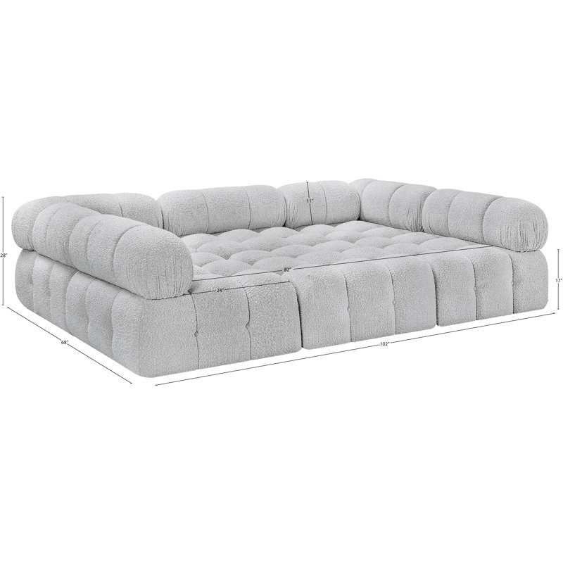 Canapé modulaire 102 po Ames, Tissu gris bouclé