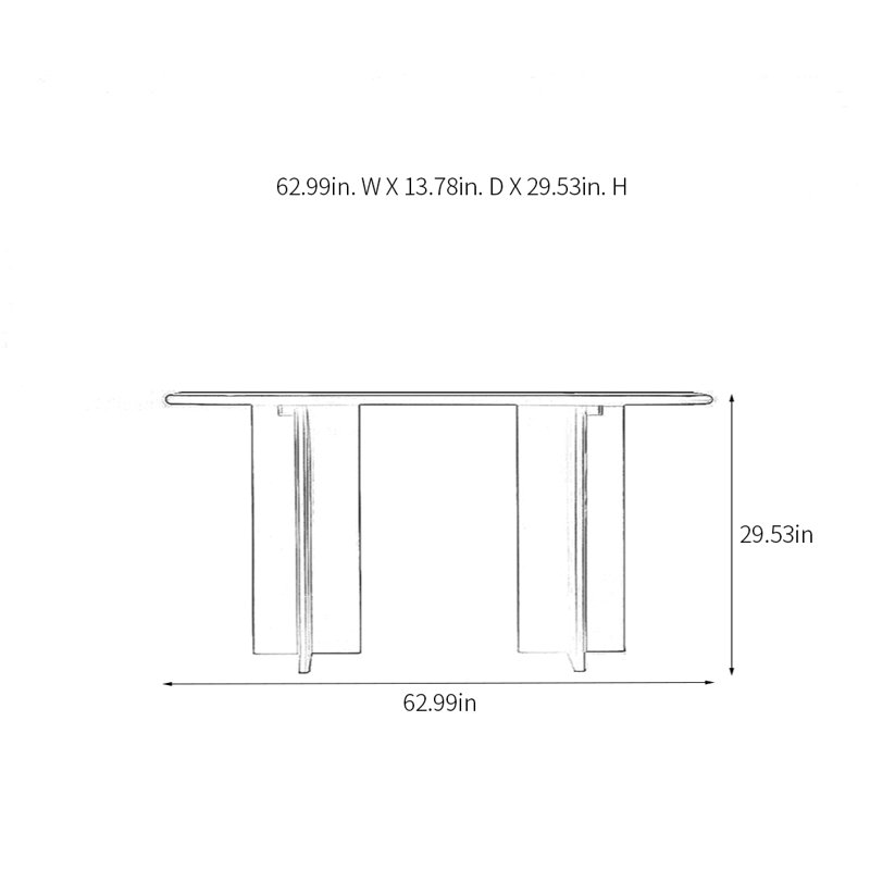 Minimalist Solid Wood Console Table, 29.53" H x 62.99" W x 13.78" D