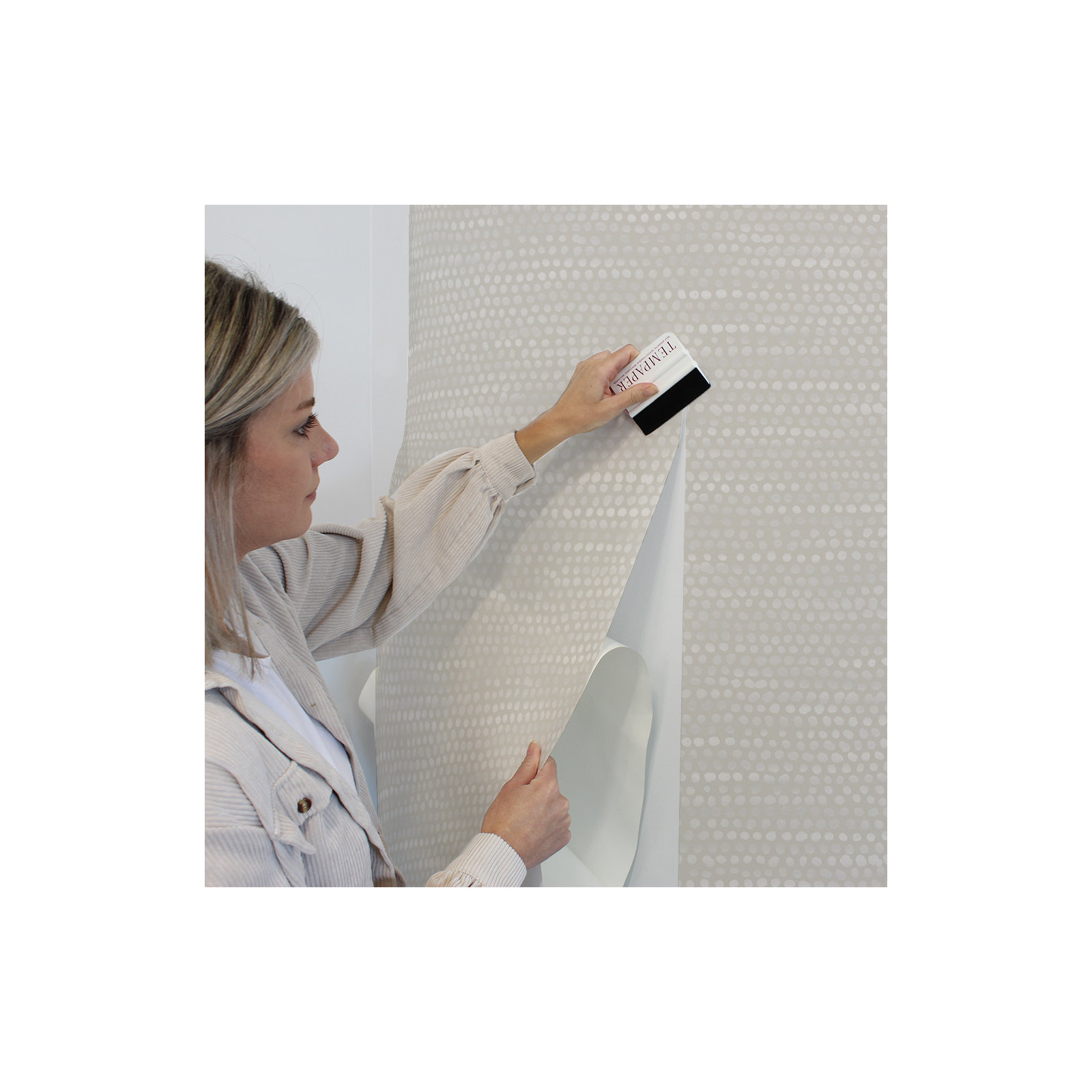 Moire Dots Peel and Stick Wallpaper, Pearl Gray