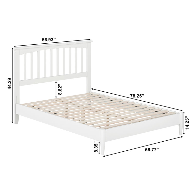 Lit plateforme en bois massif Aritra, Blanc, Double