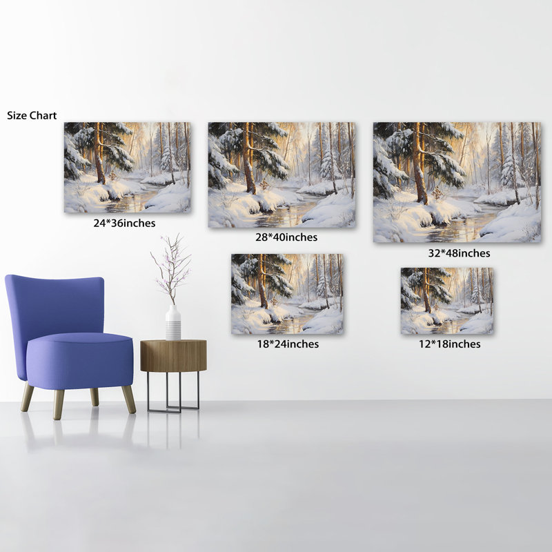 Grand paysage d'hiver, art mural sur toile pour le salon, impression de forêt de pin enneigé, décoration murale moderne de Noël, 20 po x 30 po