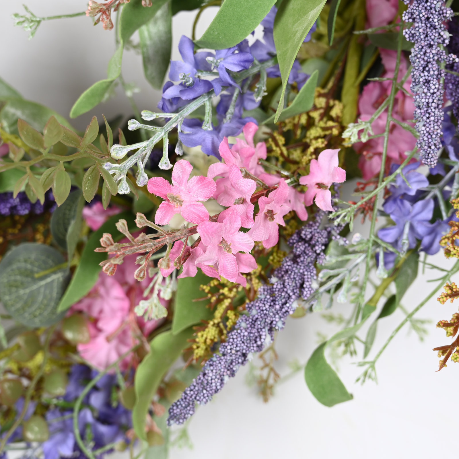 22" Artificial Spring Summer Blossoms Cluster Wildflower Berry Greenery Foliage Front Door Wreath
