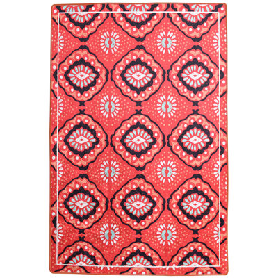 Tapis antibactérien rouge, 31,5 x 55,1 pouces | 100% polyester, hauteur des poils: 0,2 po, épaisseur totale: 0,4 po | Revers en feutre antidérapant, lavable à la machine à 30 ° C | Parfait pour le salon et la chambre à coucher
