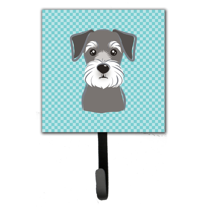 Porte-laisse schnauzer damier et crochet mural