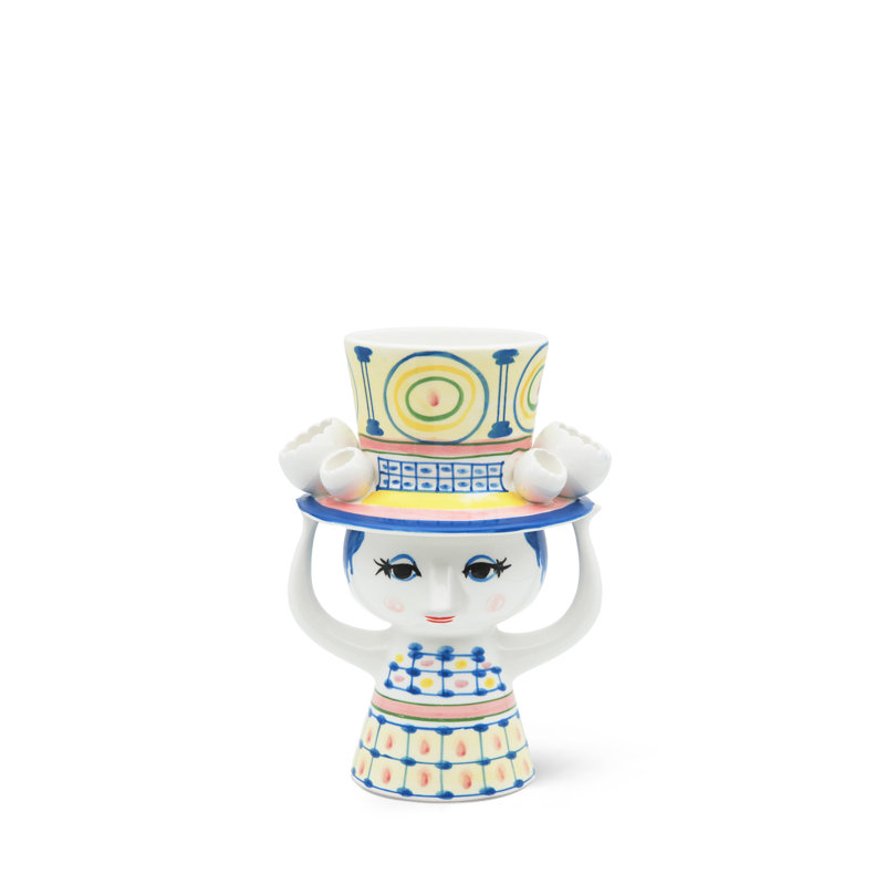 With Hat Vase H 8.1" Blue