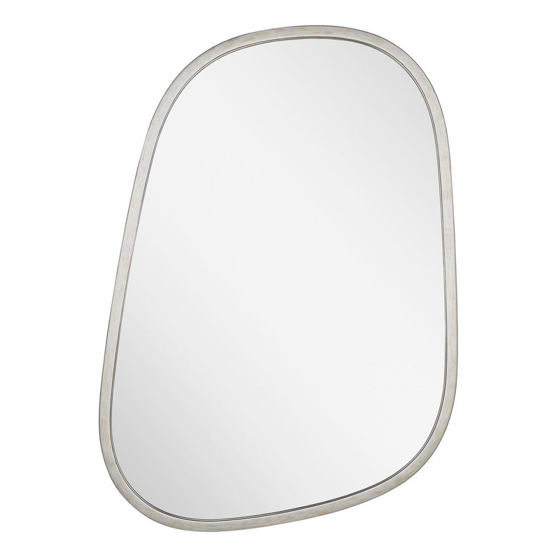 Amburgey 33-3/4" x 33-3/4" Asymmetrical Framed Bathroom Mirror, Antique Silver