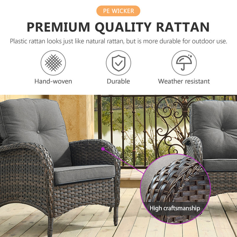 Ensemble de conversation d'extérieur 8 pièces Gaetanino avec chaises berçantes pivotantes et causeuse, Gris
