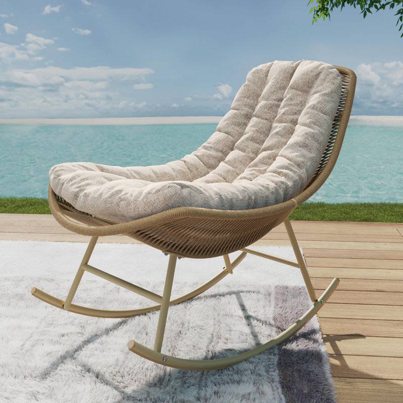  Chaise berçante moderne en osier beige Sverste Papason - 250 lb