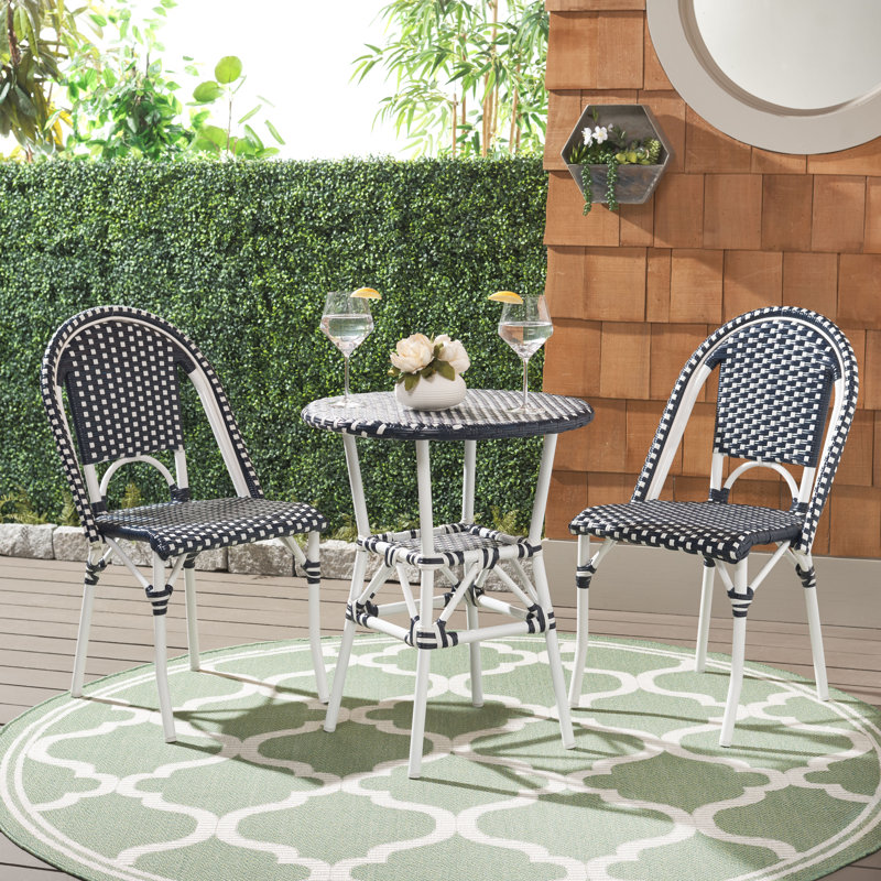 Ensemble bistro 23,75 po Adreian, Bleu marine, Blanc