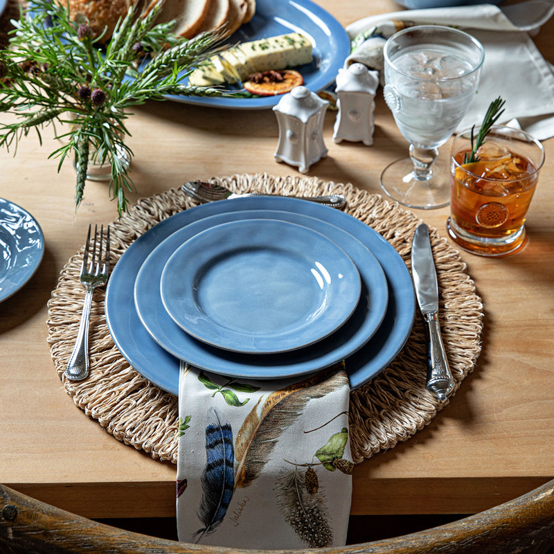Puro Chambray 11'' Round Ceramic Dinner Plate - Handcrafted