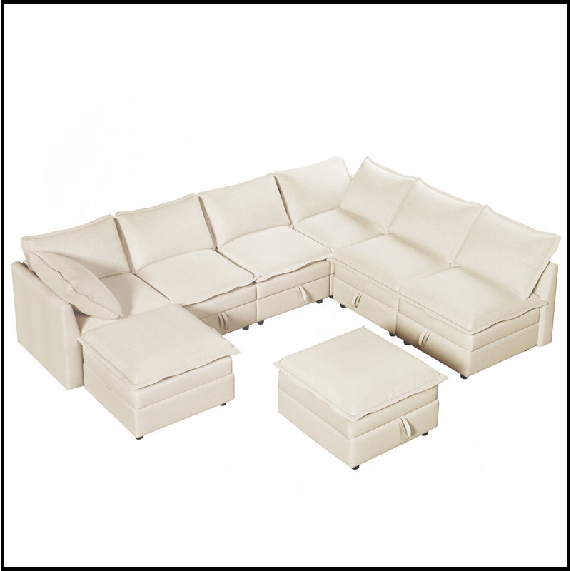 Canapé-lit modulaire 8 pièces avec rangement Mirod, Beige