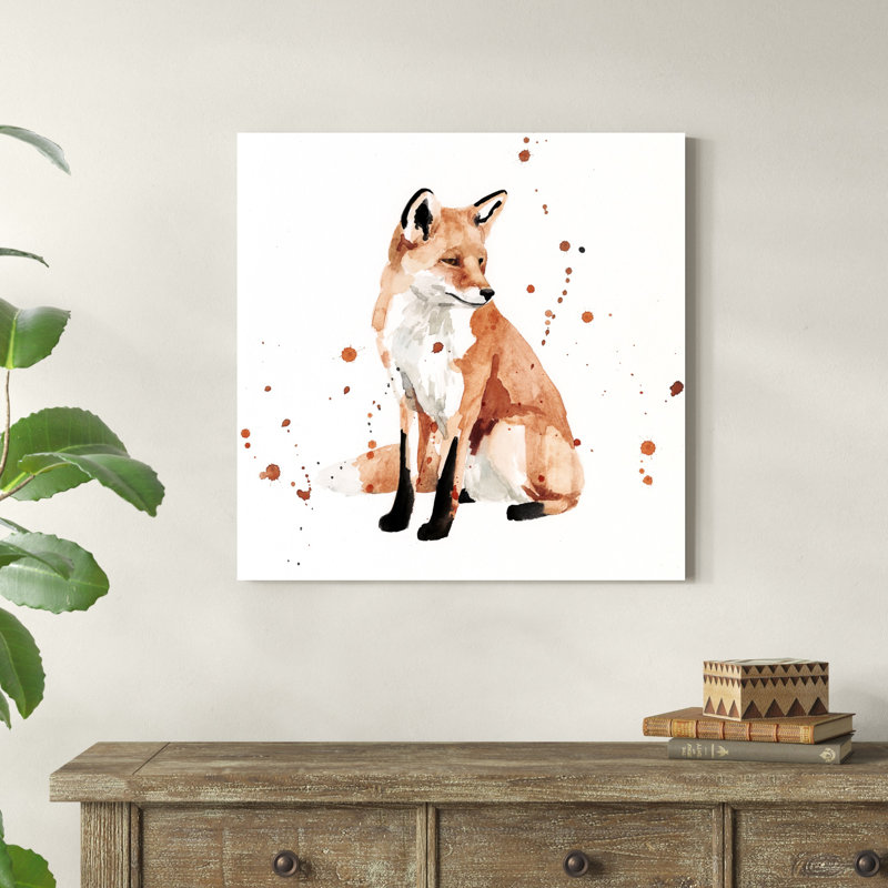 «Watercolor Fox II» par Victoria Borges - peinture sur toile tendue, H 30 po x l 30 po