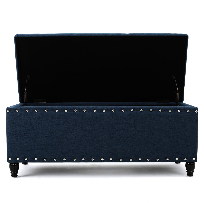 Navy Blue Fabric For Storage, 17.8"d X 41.12"w 17.8"h With Dark Brown Legs Birch Closet,, Navy Blue
