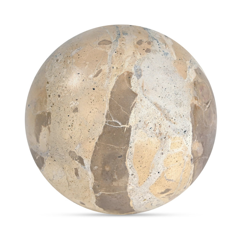 Odessa Sphere Tabletop Accent Red Levanto Marble, Beige