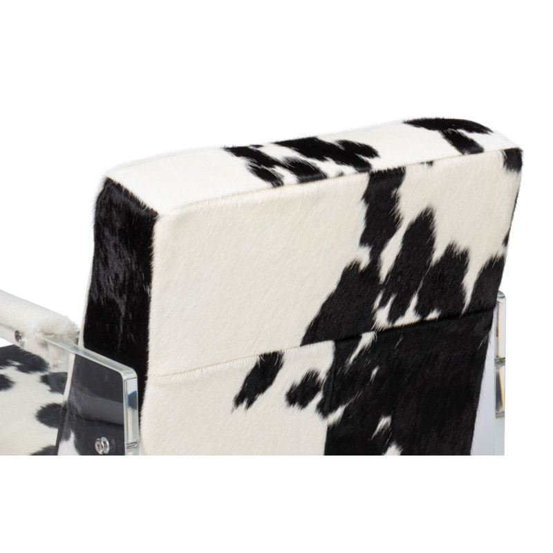 Holloway Leather Armchair, Black/White Genuine Leather