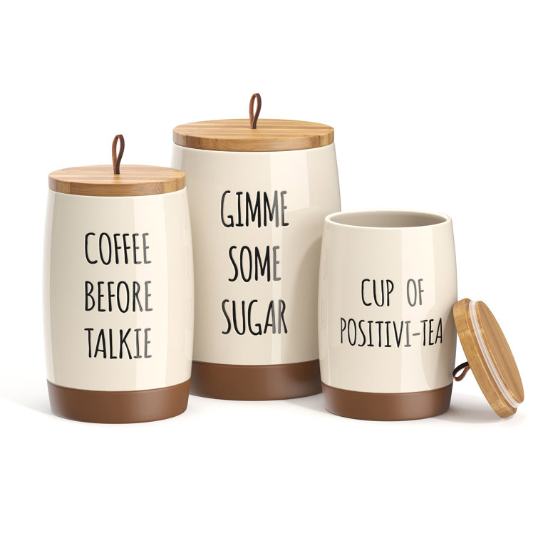 Kitchen Canisters - Flour, Coffee, and Sugar Canisters, Set of 3 - Mocome  Decor