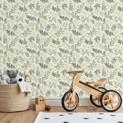 Peel and Stick Wallpaper Contact Paper Farmhouse Decor Fern Leaf Botanical Soft Self Adhesive and Removable 17.7in x 118in(45x300cm)
