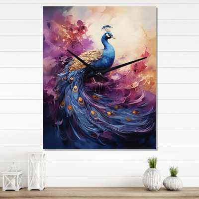Horloge murale Golden Fushia Peacock Surge