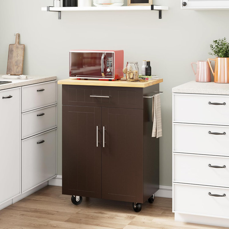 Kitchen Island Cart With Storage,Rolling Kitchen Island Side Table On Wheels With Large Worktop,Storage Cabinet,Towel Rack And Drawers For Kitchen,Dinning Room