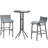 3 Piece Bar Height Outdoor Bistro Set For 2, Round Patio Pub Table 2 Bar Chairs With Comfortable Design & Strong Build-719888605