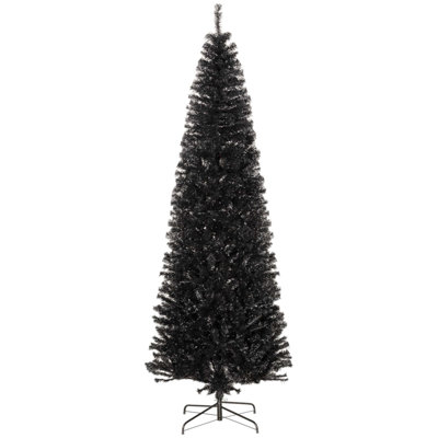 8ft Slim Unlit Artificial Christmas Tree with Realistic Branches, Perfect for Compact Spaces and Easy Setup