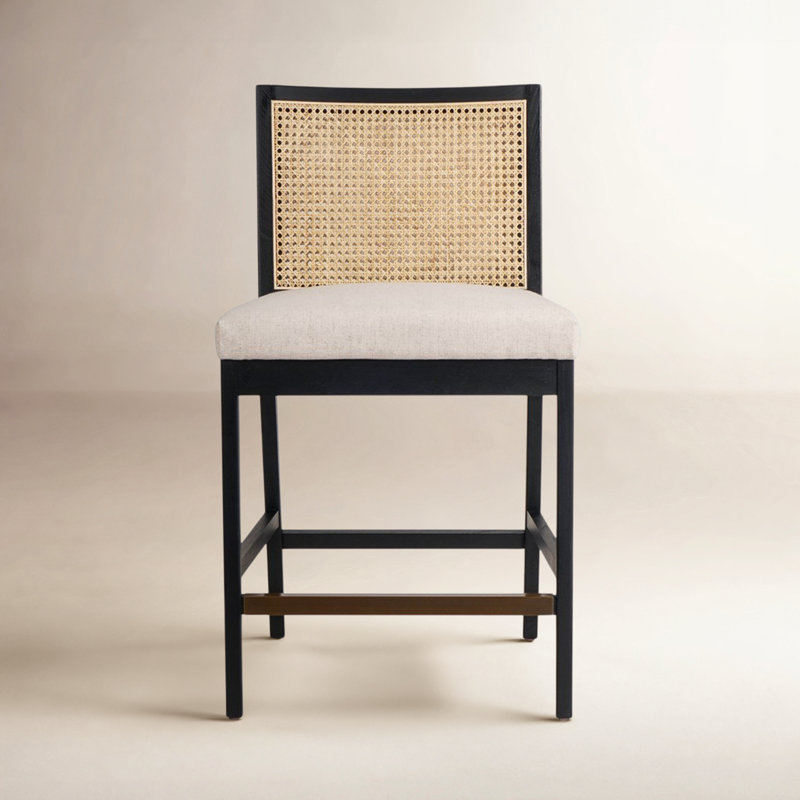 Antonia Cane Armless Counter & Bar Stool, Counter Stool (27" Seat Height), Brown/Natural/Taupe