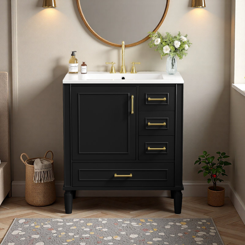 Ensemble de meuble-lavabo traditionnel 30 po, Noir