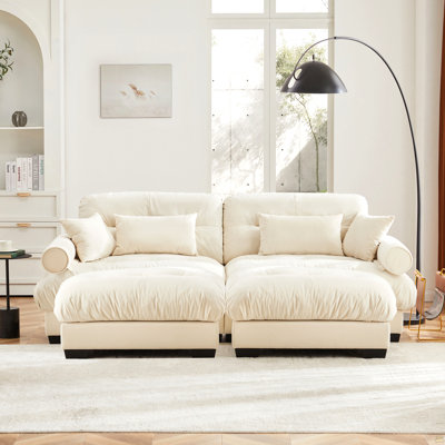 Canapé surdimensionné à deux places avec repose-pieds en velours 2 places