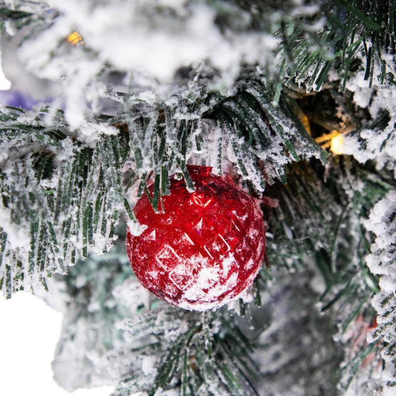 Arbre de Noël artificiel pin pré-éclairé en flocage préinstallé avec multi lumières 7,5 pi