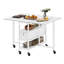  Folding Dining Table, Mobile Drop Leaf Table With 6 Wheels & Storage Drawers For Small Spaces, Kitchen, Dining Room-1405889441-1405889454