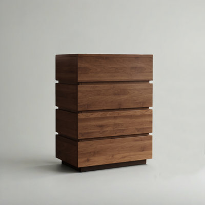 Millwood Pines 4 Drawer Dresser - Sturdy Brown MDF for Bedroom Millwood Pines 4 Drawer Dresser - Sturdy Brown MDF for Bedroom