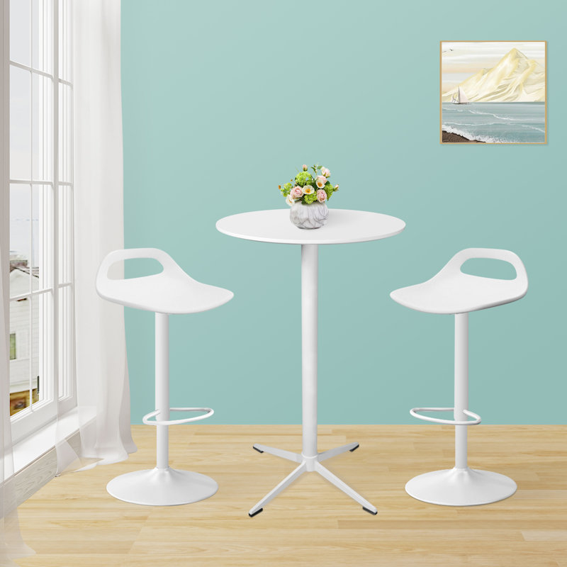 Round Metal Base Dining Table, White