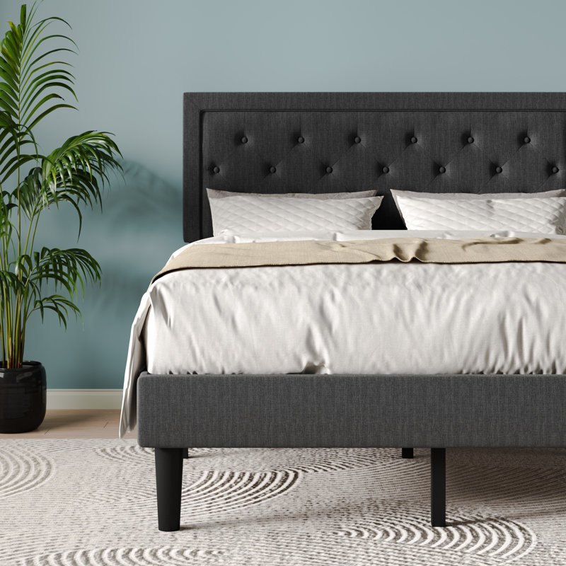 Aquavion Upholstered Platform Bed, Dark Gray, Queen