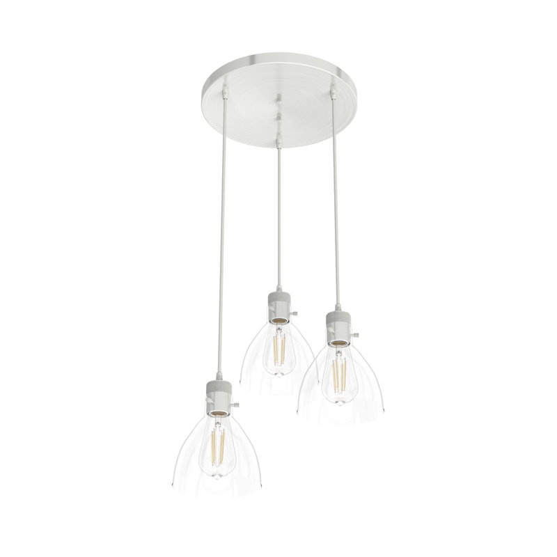 Van Nuys 3 Light Round Cluster Pendant, Brushed Nickel