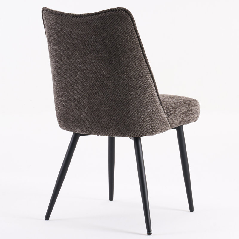 Modern Chenille Fabric Upholstered Dining Chairs Armless Side Chairs with Color-Matched Metal Frame For Kitchen Dining Room