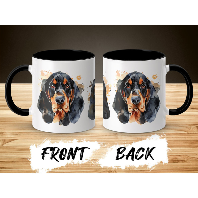 11oz Watercolour Basset Hound Design Coffee Mug, 1