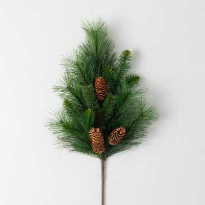 29" Artificial Pine Christmas Spray With Pinecones, Green