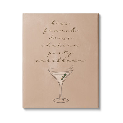 Verre à martini Kiss French Dress Italian Party Caribbean par Birch & Ink - impression
