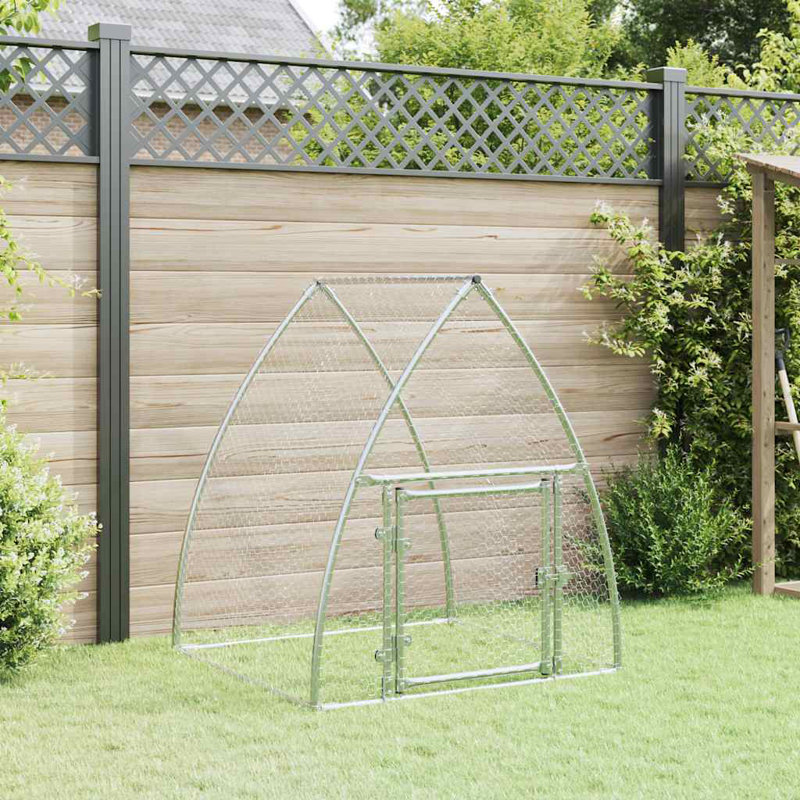 Chicken Cage Silver Galvanised Steel, 120cm H x 100cm W x 105cm D