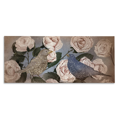 Toile d'oiseaux, roses en herbe, sanctuaire d'oiseaux, conception par Lori Mosley
