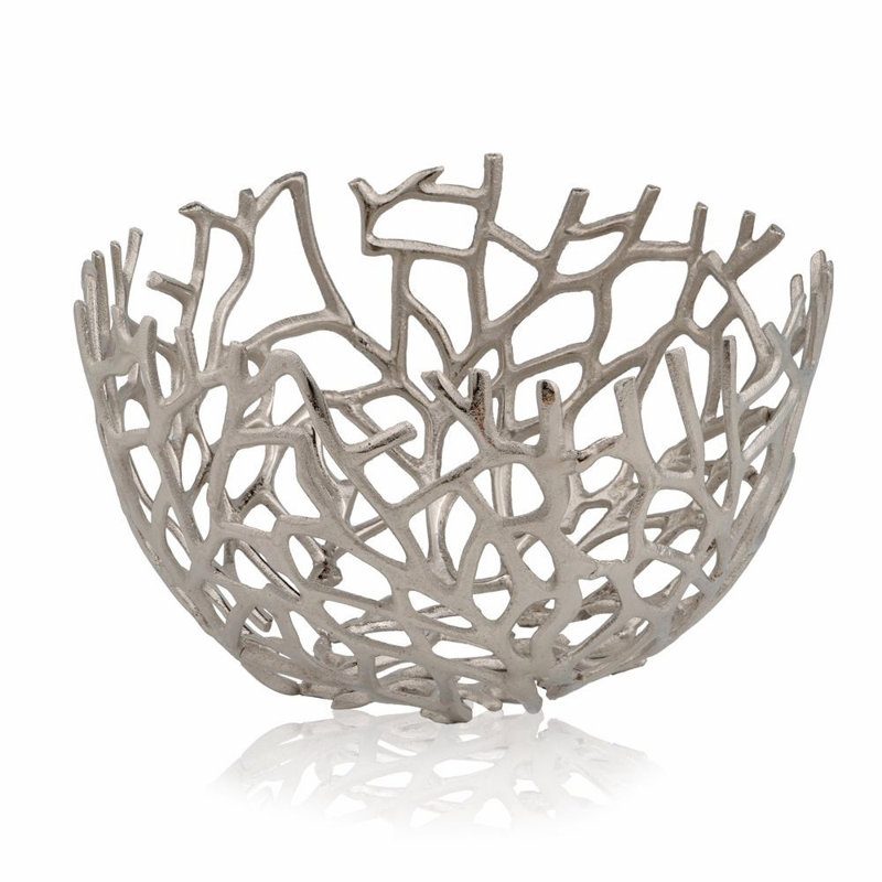 Round Silver Twigs Centerpiece Bowl Round Silver Twigs Centerpiece Bowl